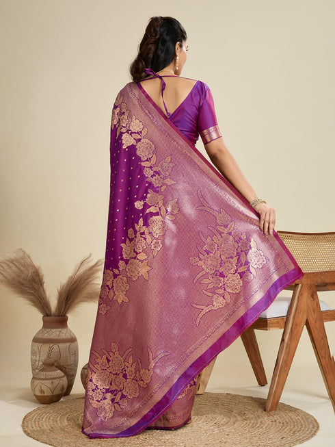 Vasthrlay Kanjivaram Wedding Banarasi Weaving Wine Pink