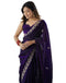 Vasthrlay Scalloped Embroidery Unstitched Rani Pink Saree