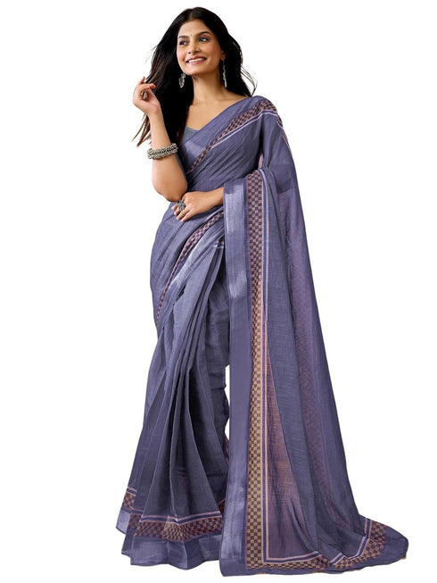 Vasthrlay Womens Printed Unstitched Purple Saree