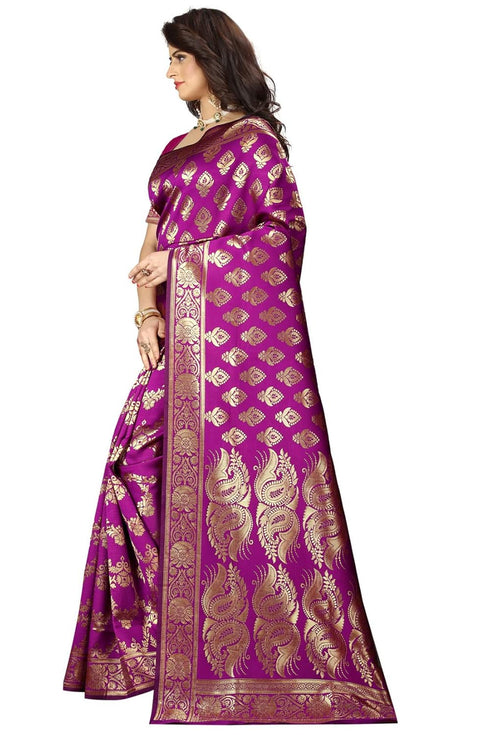 Vasthrlay Women's Purple Kanchipuram Saree