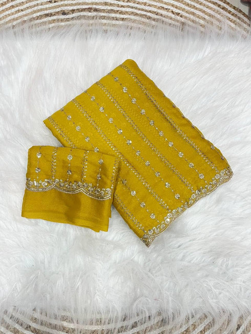 Vasthrlay Lavender Embroidery Saree
