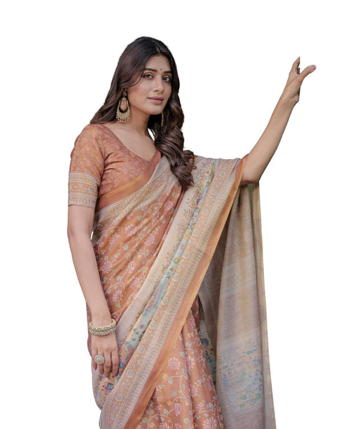 Vasthrlay Handloom Cotton Turquoise Saree