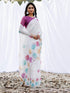 Vasthrlay Womens Printed Unstitched Off White Saree