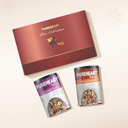 PUREHEART Christmas & New Year Celebration Gift Hamper | Premium Gift Box with Trail Mix and Salt & Sweet Nutmix