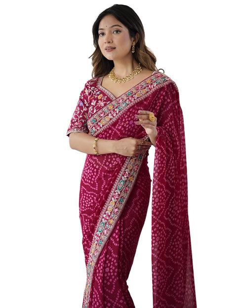 Vasthrlay Georgette Embroidery Mustard Mustard Yellow Saree