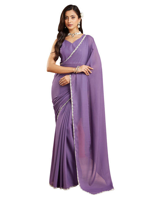 Vasthrlay Lavender Border Unstitched Saree