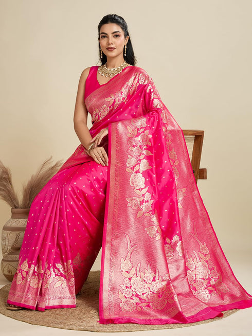 Vasthrlay Kanjivaram Wedding Banarasi Weaving Wine Pink