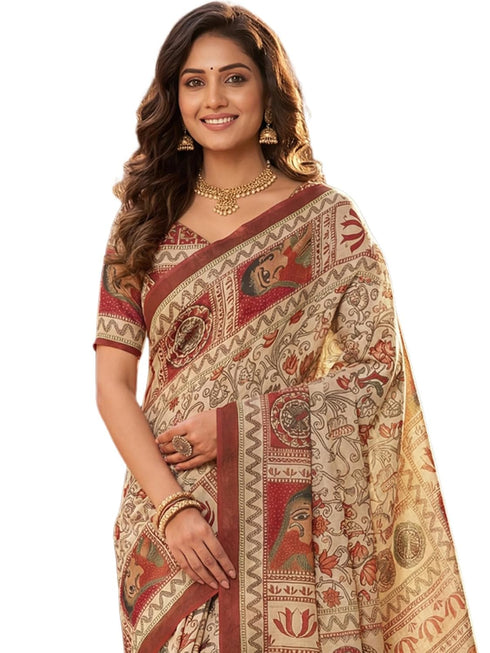 Vasthrlay Printed Lemon Yellow1 Yellow Saree