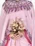 Vasthrlay Printed Kaftan Freehand Pink Women's Satin Saree With Unstitched Blouse Piece