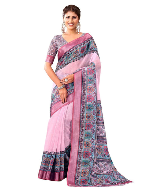 Vasthrlay Special Printed Unstitched Beige Saree