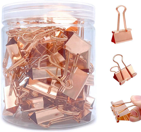 Anup Torda Rose Gold Binder Clips | 19 mm Small Metal Paper Clamps | Pack of 40