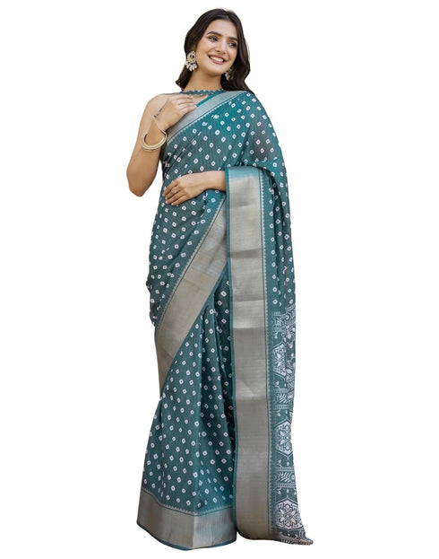 Vasthrlay Printed Weaving Unstitched Green Saree