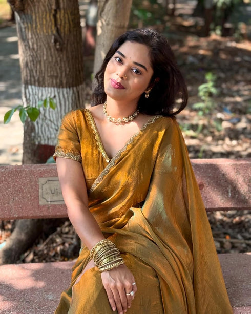 VasthrlayBoarder Unstitched Chhaavax Mustard Free Ethnic Wear