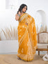 Vasthrlay Bandhani Embroidery Unstitched White Saree