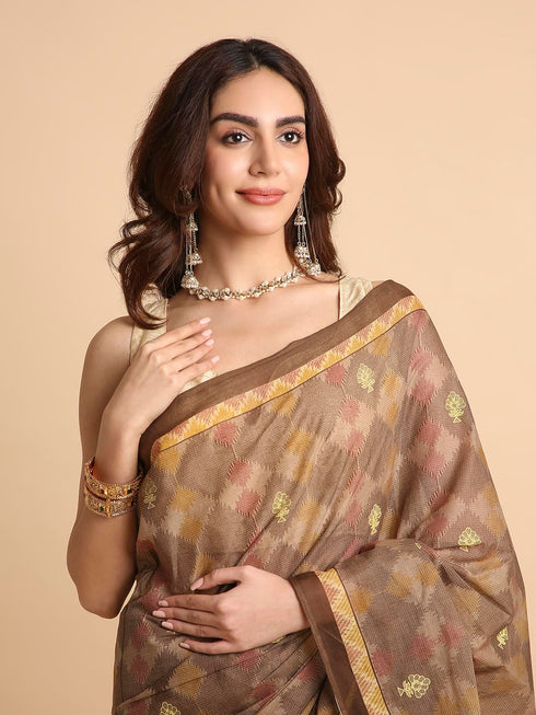 Vasthrlay Cotton Printed Blue Saree