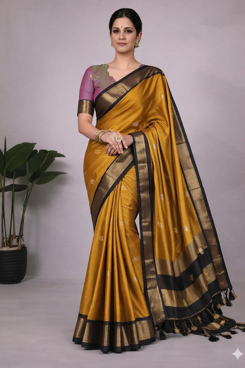 Vasthrlay Traditional Matching Unstitched Orangeblack
