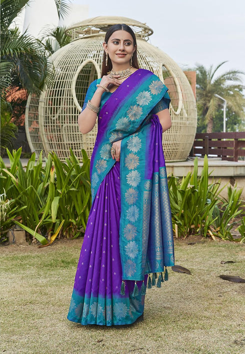 Vasthrlay Kanjivaram Blouse Purple Ethnic Wear