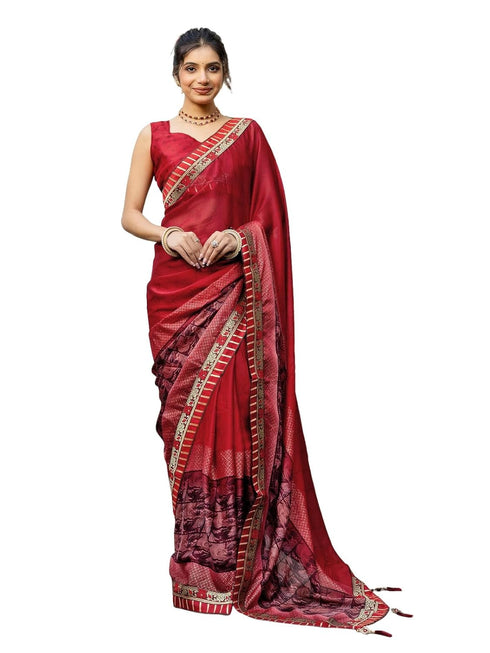 Vasthrlay Chiffon Printed Dark Saree