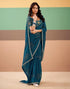 Vasthrlay Georgette Embroidery Unstitched Dark Green Saree