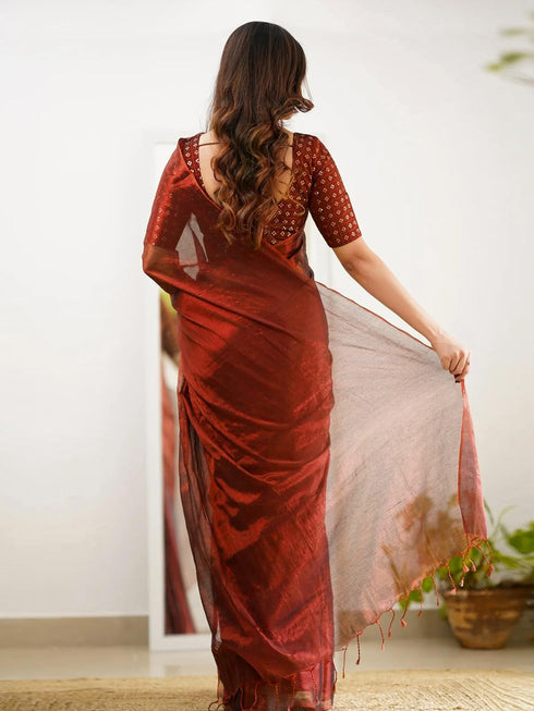 Vasthrlay Handloom Embroidery Unstitched Gold Ethnic Wear