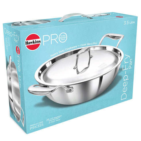 Hawkins Pro 3.5 Litre Deep-Fry Pan Triply Stainless Steel Kadhai
