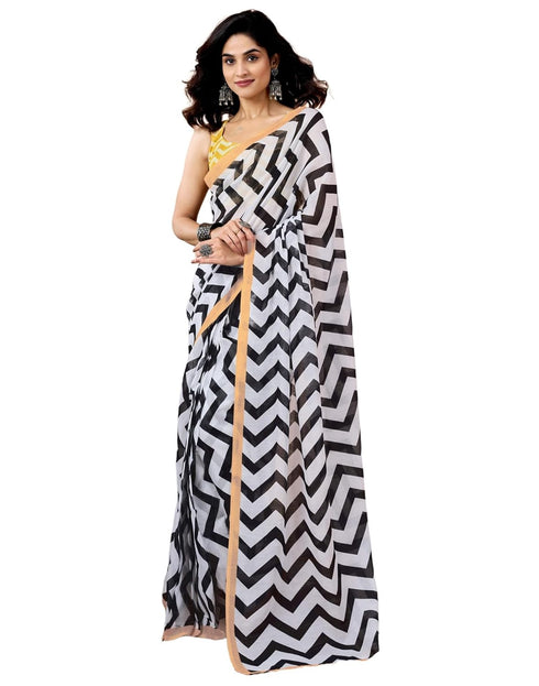 Vasthrlay Printed Chanderi Unstitched Teal Saree
