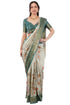 Vasthrlay Off White Striped | Floral | Solid Print Design Linen Saree