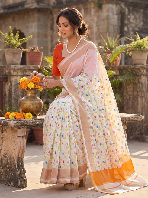 Vasthrlay Printed Peach1 Saree