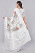 Vasthrlay White1 Floral Print Chanderi Silk Blend Saree With Unstitched Blouse Piece