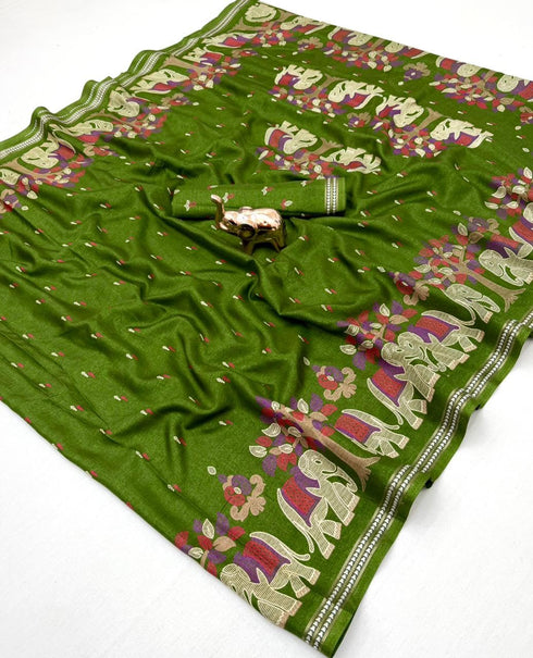 Vasthrlay Kalamkari Elephant Contrast