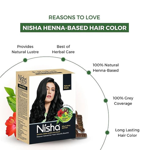 Nisha Henna Based Hair Color Natural Black 60g