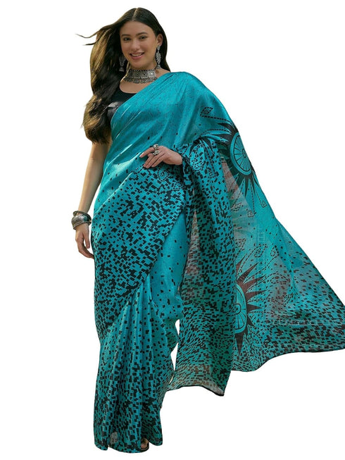 Vasthrlay Womens Printed Unstitched Beige Saree