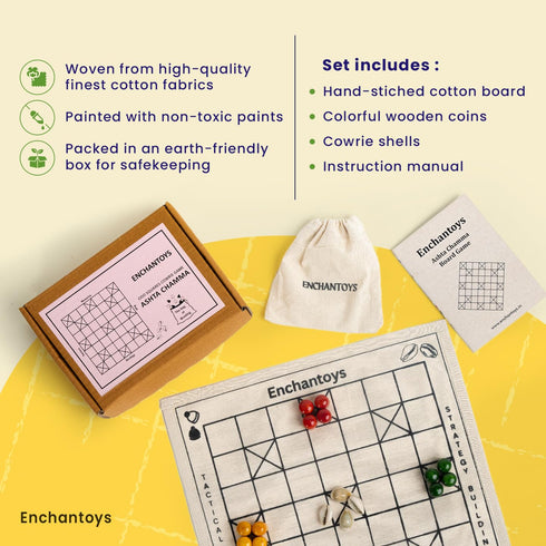Ashta Chamma Cotton Fabric Board Game- Yellow