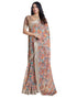 Vasthrlay Womens Printed Unstitched White Saree