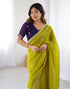 Vasthrlay Sequence Embroidery Unstitched Dark Green Saree