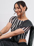 Vasthrlay Black1 Printed Linen Saree With Unstitched Blouse Piece