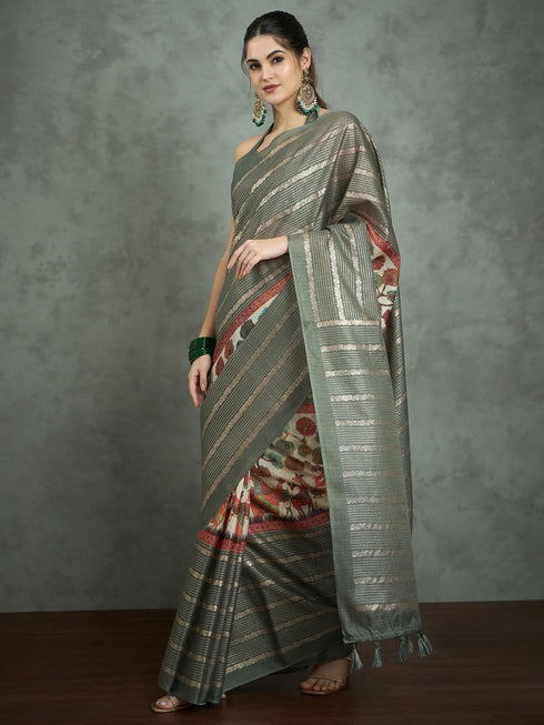 Vasthrlay Kalamkari Printed Unstitched Su Ethnic Wear