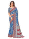 Vasthrlay Kalamkari Printed Unstitched Blue Saree