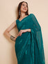 Vasthrlay Georgette Printed Unstitched Turquoise Saree
