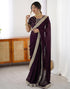 Vasthrlay Sequence Embroidery Unstitched Dark Green Saree