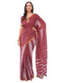 Vasthrlay Maroon Women'S Chevron Printed Linen Saree