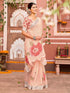 Vasthrlay Womens Printed Light Peach Saree With Unstitched Blouse Piece