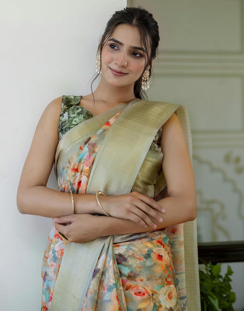 Vasthrlay Womens Striped Unstitched Dusty Pink Saree