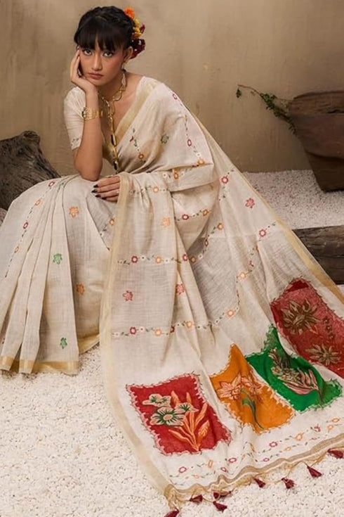 Vasthrlay Kanjivaram Cotton Unstitched Ethnic Wear