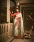 Vasthrlay Cream Unstitched Saree