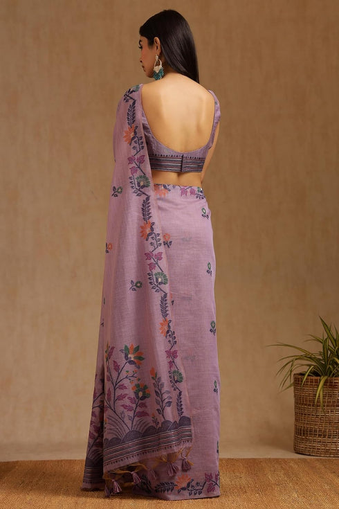 Vasthrlay Lavender Chanderi Floral
