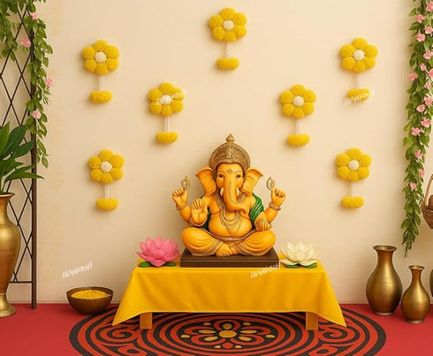 Divyakosh Marigold Flower Backdrop Items(8 Pcs)