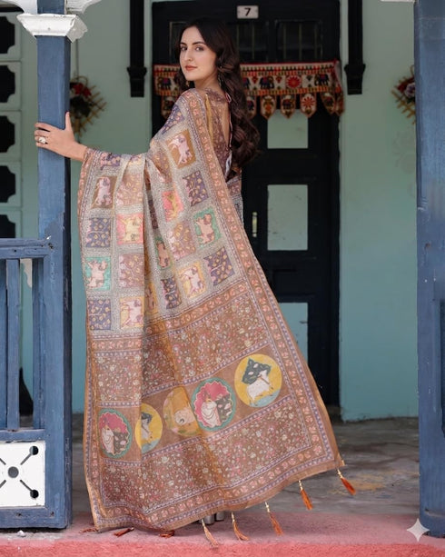 Vasthrlay Banarasi Multicolor Traditional Unstitched