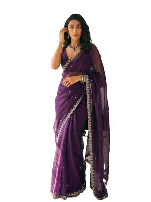 Vasthrlay Magenta Unstitched Saree