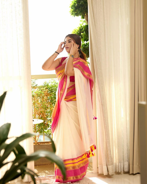 Vasthrlay Cotton Unstitched Saree